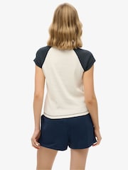 Superdry White Black Athletic Essential Raglan Cap Sleeve Slim Fit T-Shirt - Image 2 of 4