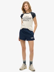 Superdry White Black Athletic Essential Raglan Cap Sleeve Slim Fit T-Shirt - Image 3 of 4
