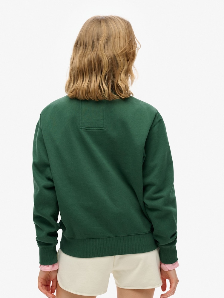 Superdry Green Country Club Loose Crew Sweat Tops - Image 2 of 6