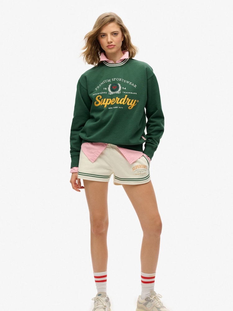 Superdry Green Country Club Loose Crew Sweat Tops - Image 3 of 6