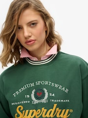 Superdry Green Country Club Loose Crew Sweat Tops - Image 4 of 6