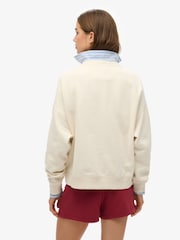 Кремовый - Superdry Ath Ess Relaxed Appliqué Crew 100% Cotton SweatShirts - Image 2 of 6