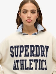 Кремовый - Superdry Ath Ess Relaxed Appliqué Crew 100% Cotton SweatShirts - Image 4 of 6