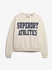 Кремовый - Superdry Ath Ess Relaxed Appliqué Crew 100% Cotton SweatShirts - Image 5 of 6