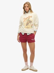 Superdry Cream Souvenir Graphic Loose Crew 100% Cotton Sweat Shirt - Image 2 of 6