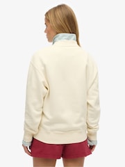 Superdry Cream Souvenir Graphic Loose Crew 100% Cotton Sweat Shirt - Image 4 of 6