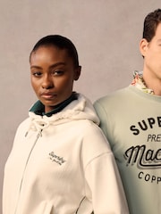 Superdry White Country Club Velour Zip Hoodie - Image 2 of 9