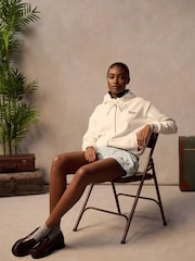 Superdry White Country Club Velour Zip Hoodie - Image 4 of 9
