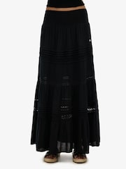 Superdry Black Ibiza Lace Mix Maxi Skirt - Image 1 of 7