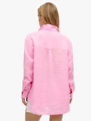 Розовый - Льняная рубашка бойфренда Superdry - Изображение 4 из 8