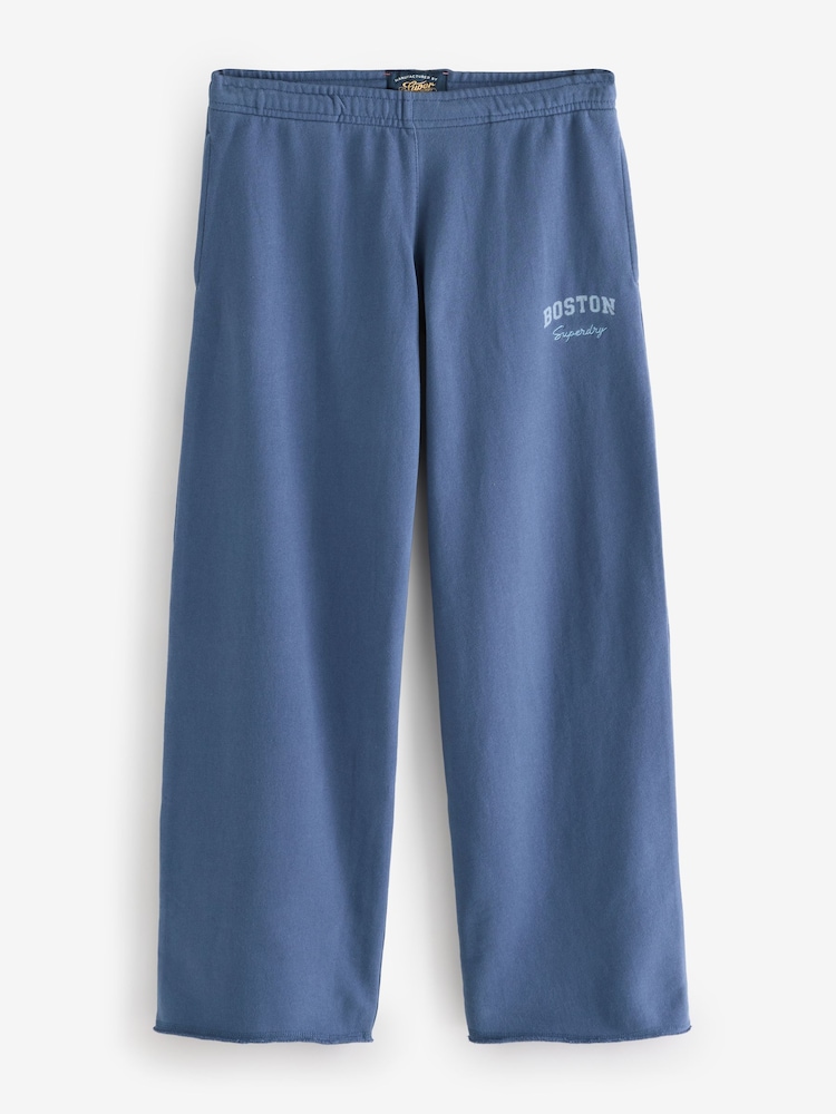Superdry Blue Athletic Essential Wide Leg 100% Cotton Joggers - Image 1 of 1