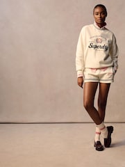 Superdry White Country Club Loose Crew Sweat Tops - Image 2 of 9