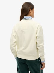 Superdry White Country Club Loose Crew Sweat Tops - Image 5 of 9