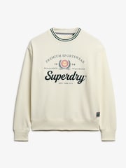 Superdry White Country Club Loose Crew Sweat Tops - Image 8 of 9