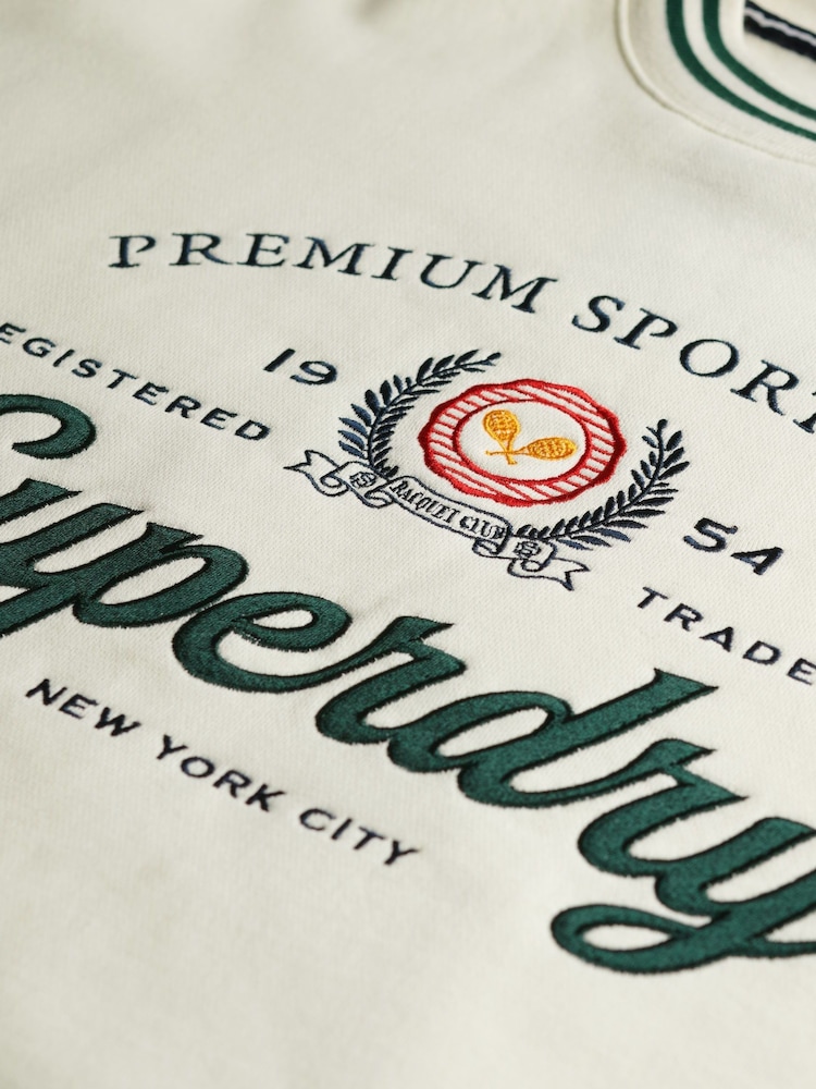 Superdry White Country Club Loose Crew Sweat Tops - Image 9 of 9