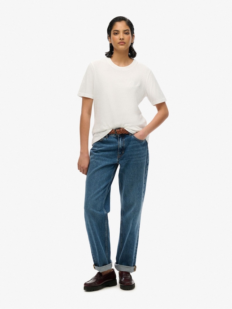 Blanco - Superdry Essential Logo Embroidered T-Shirt - Imagen 2 de 6
