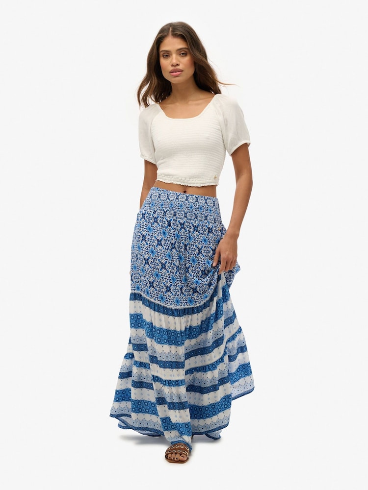 Superdry Blue Printed Maxi Skirt - Image 1 of 7
