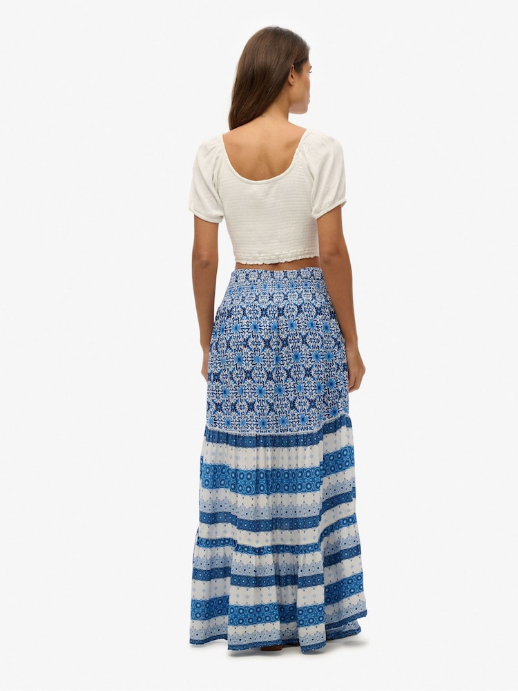 Superdry Blue Printed Maxi Skirt - Image 2 of 7