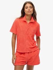 Superdry Orange Country Club Towelling Shirt - Image 1 of 8