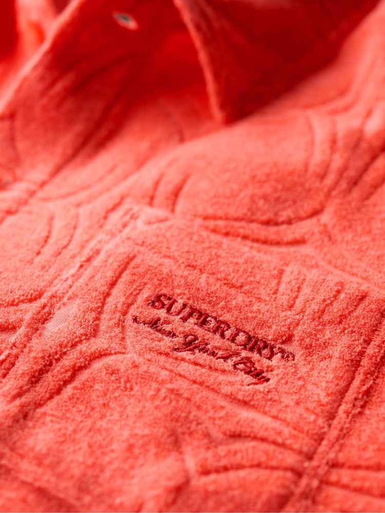 Superdry Orange Country Club Towelling Shirt - Image 8 of 8