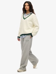Superdry Grey Athletic Essential Wide Leg 100% Cotton Joggers - Image 3 of 7