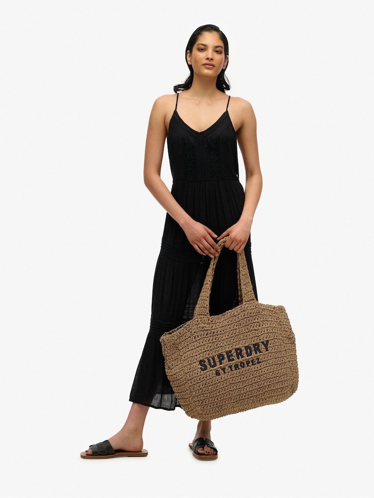 Marrón - Superdry Crochet City 100% Cotton Tote Bag - Imagen 2 de 7
