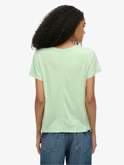 Superdry Green Slub Embroidered V-Neck T-Shirt - Image 2 of 6