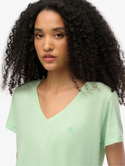 Superdry Green Slub Embroidered V-Neck T-Shirt - Image 4 of 6