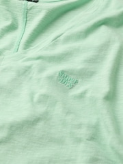Superdry Green Slub Embroidered V-Neck T-Shirt - Image 6 of 6
