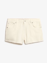 Superdry White Mid Rise Denim Hot 100% Cotton Shorts - Image 6 of 7