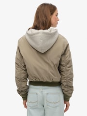 Superdry Green 100% Cotton Hooded Ma1 Bomber Jacket - Image 2 of 6