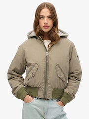 Superdry Green 100% Cotton Hooded Ma1 Bomber Jacket - Image 3 of 6