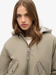 Superdry Green 100% Cotton Hooded Ma1 Bomber Jacket - Image 4 of 6