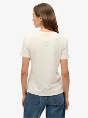 Blanco - Superdry VL Rhinestone Slim Fit T-Shirt - Imagen 2 de 6