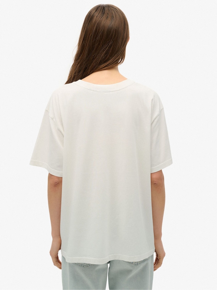 Superdry White Oversized Neon Rainbow 100% Cotton T-Shirt - Image 2 of 6