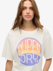 Superdry White Oversized Neon Rainbow 100% Cotton T-Shirt - Image 4 of 6