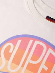 Superdry White Oversized Neon Rainbow 100% Cotton T-Shirt - Image 6 of 6