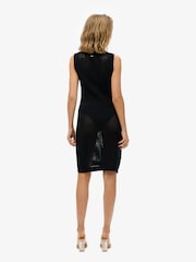 Superdry Black 100% Cotton Chevron Crochet Mini Dress - Image 3 of 6