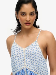 Superdry Blue Off Vintage Ladder Trim Cami Top - Image 6 of 8