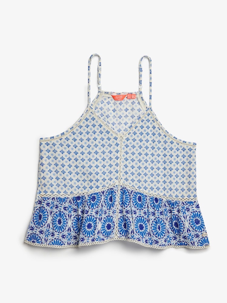 Superdry Blue Off Vintage Ladder Trim Cami Top - Image 7 of 8