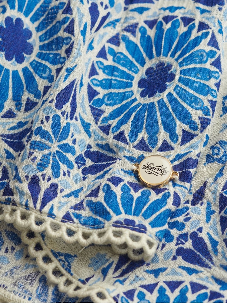 Superdry Blue Off Vintage Ladder Trim Cami Top - Image 8 of 8