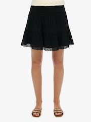 Superdry Black Ibiza Lace Mix 100% Cotton Mini Skirt - Image 4 of 7