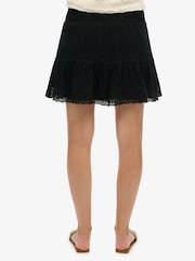 Superdry Black Ibiza Lace Mix 100% Cotton Mini Skirt - Image 5 of 7