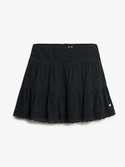 Superdry Black Ibiza Lace Mix 100% Cotton Mini Skirt - Image 6 of 7