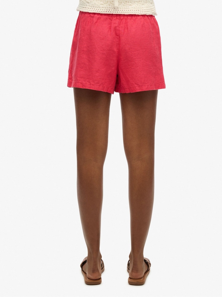 Superdry Orange Drawstring 100% Linen Shorts - Image 2 of 5
