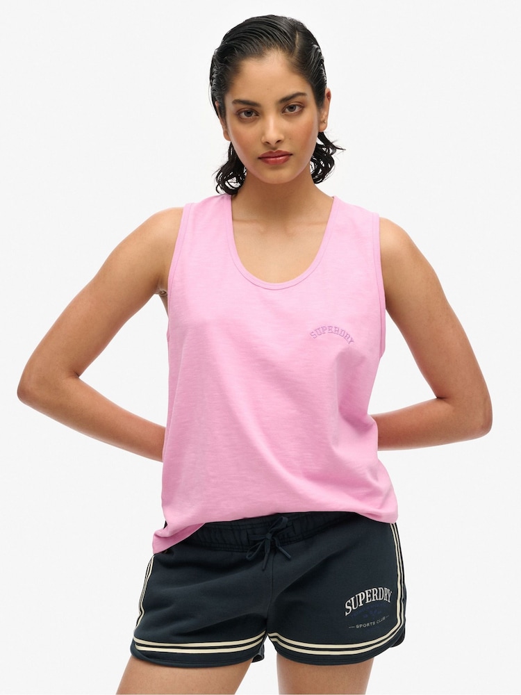 Superdry Pink 100% Cotton Essential Logo Vest - Image 1 of 5