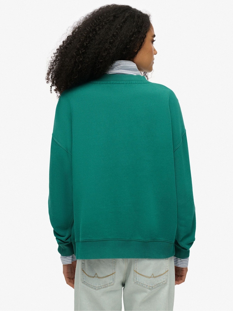 Зеленый - Толстовка Superdry Oversized Essential Logo Crew из 100% хлопка - Изображение 2 из 7