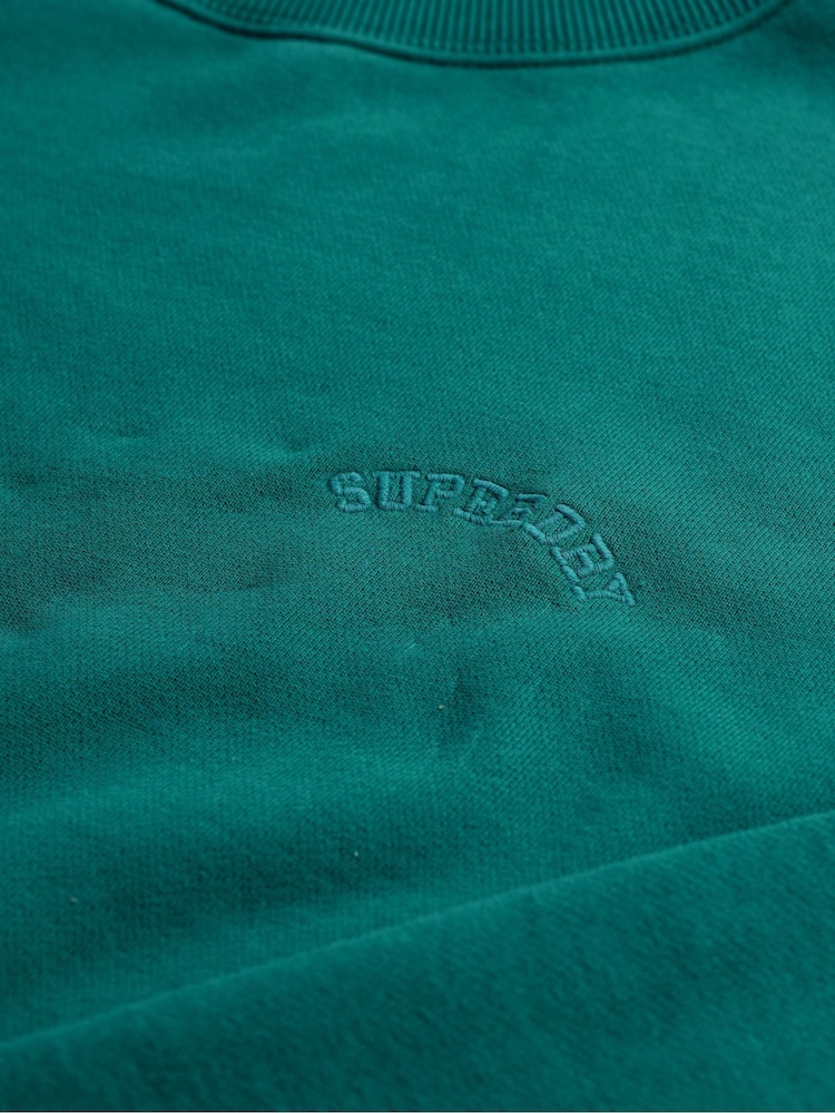 Superdry Green Oversized Essential Logo Crew 100% Cotton Sweatshirt - Image 7 of 7 Superdry Green Oversized Essential Logo Crew 100% Cotton Sweatshirt - Image 7 of 7