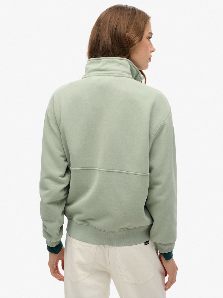 Superdry Green Green Active Tech Logo Relaxed Half Zip Sweatshirt - Image 2 of 6