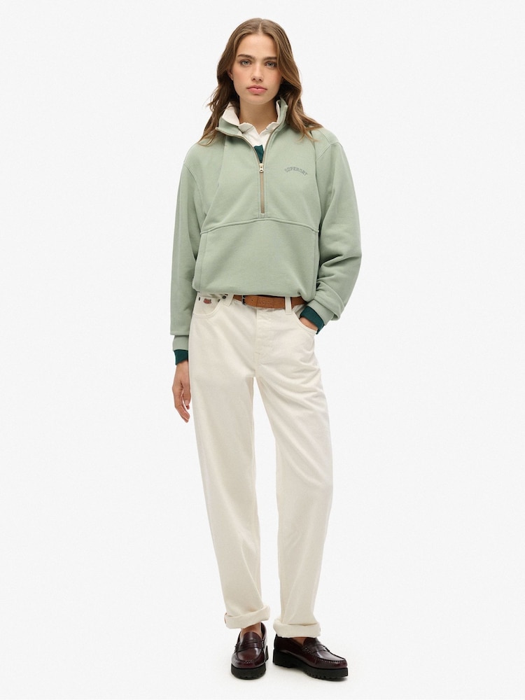 Superdry Green Green Active Tech Logo Relaxed Half Zip Sweatshirt - Image 3 of 6
